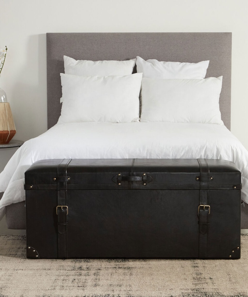 PIE DE CAMA CUSHION PIEL NEGRO